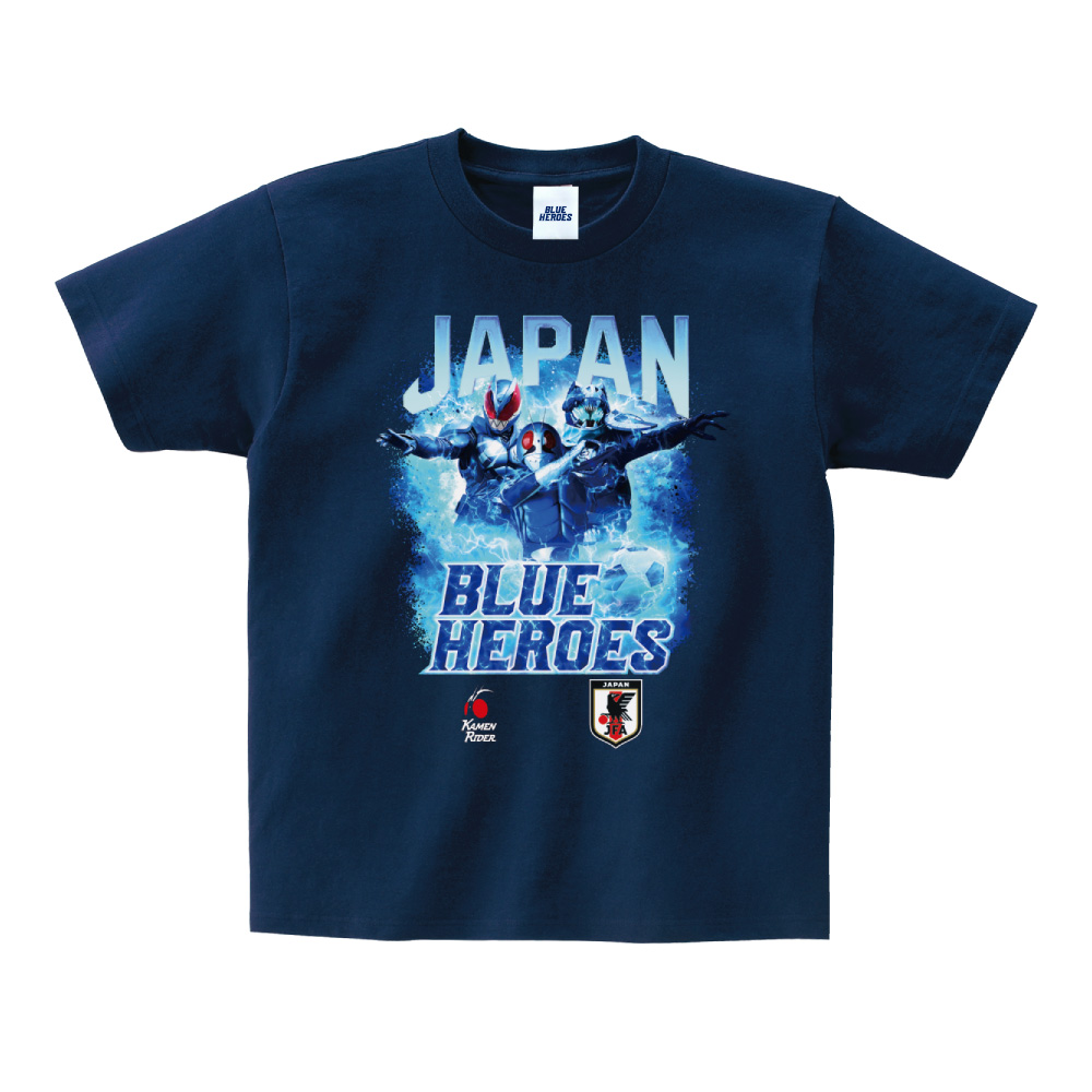 仮面ライダー サッカーA代表ver.Tシャツ(BLUE HEROES)子供用（全体）